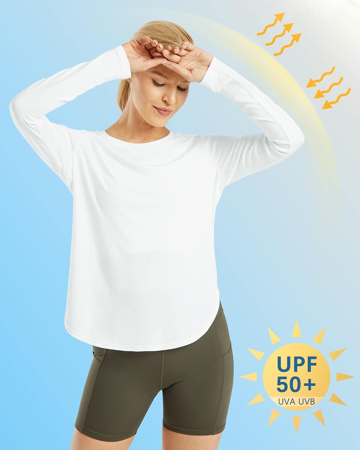 image:imageG4Free Lightbreeze Womens UPF 50 UV Sun Shirts Long Sleeve Workout TopsWhite