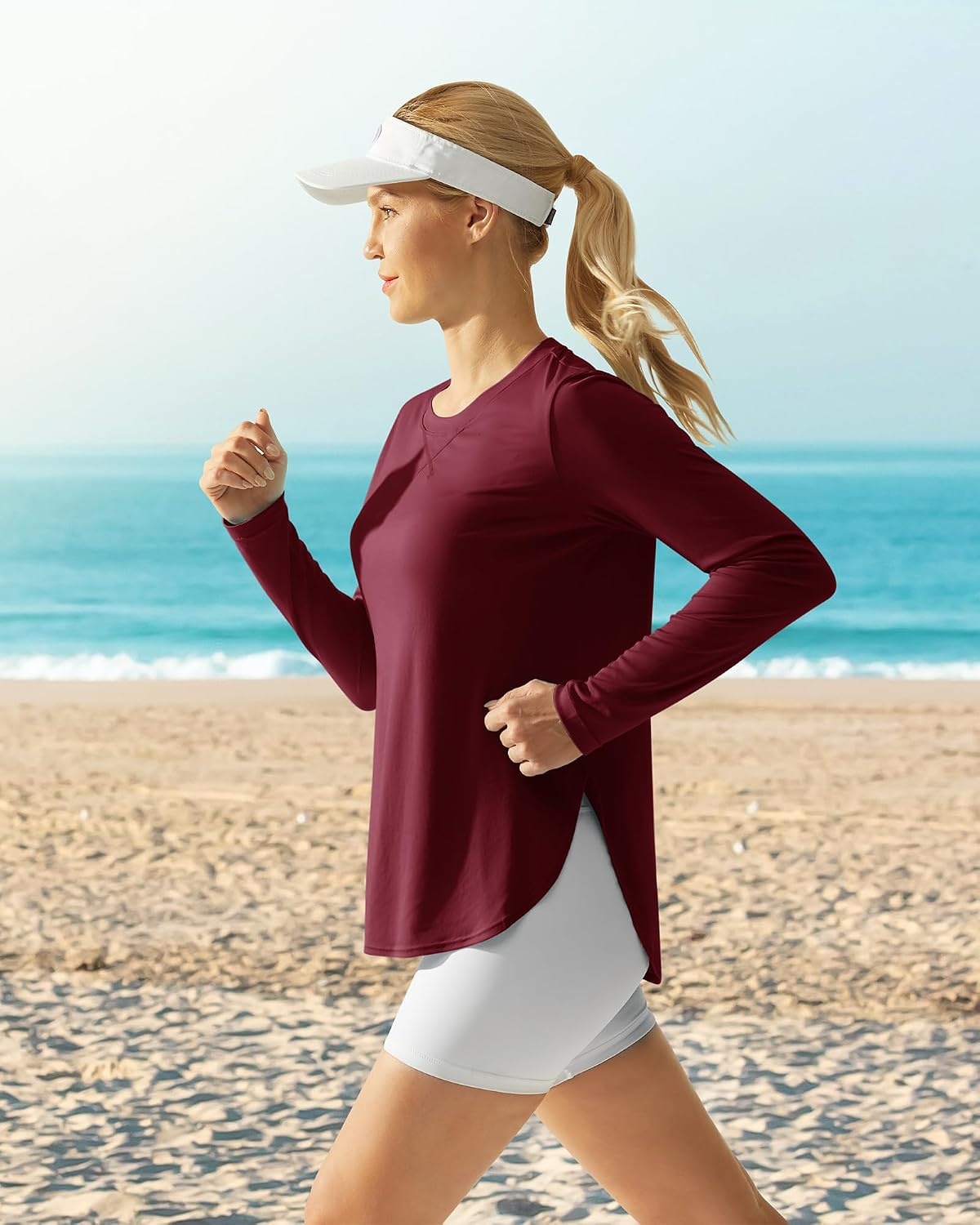 image:imageG4Free Lightbreeze Womens UPF 50 UV Sun Shirts Long Sleeve Workout TopsWine Red