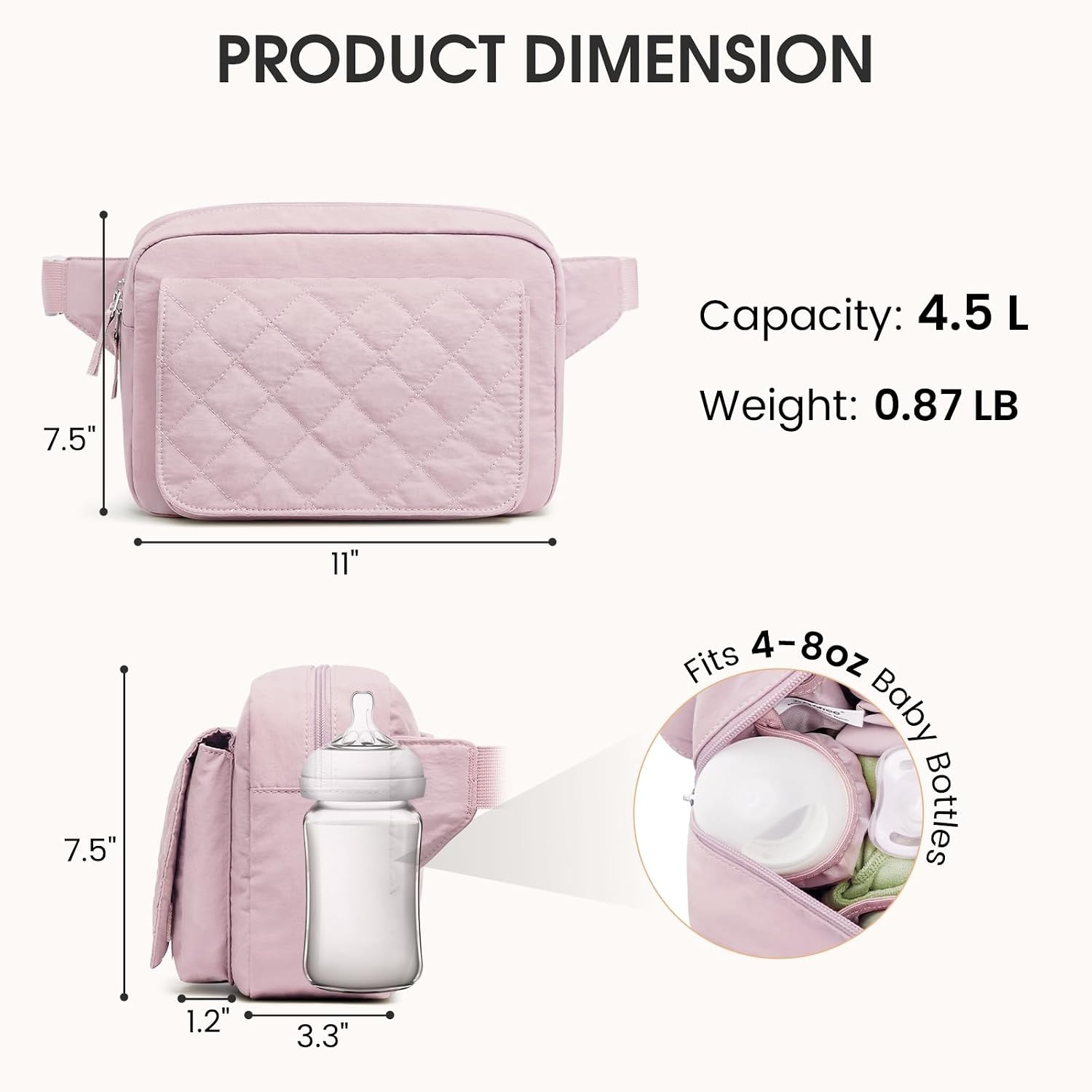 image:imageG4Free Small Diaper Bag Mini Sling Diaper Bag with Portable Changing PadPink