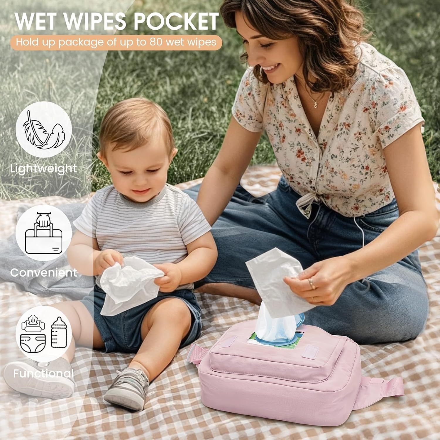 image:imageG4Free Small Diaper Bag Mini Sling Diaper Bag with Portable Changing PadPink