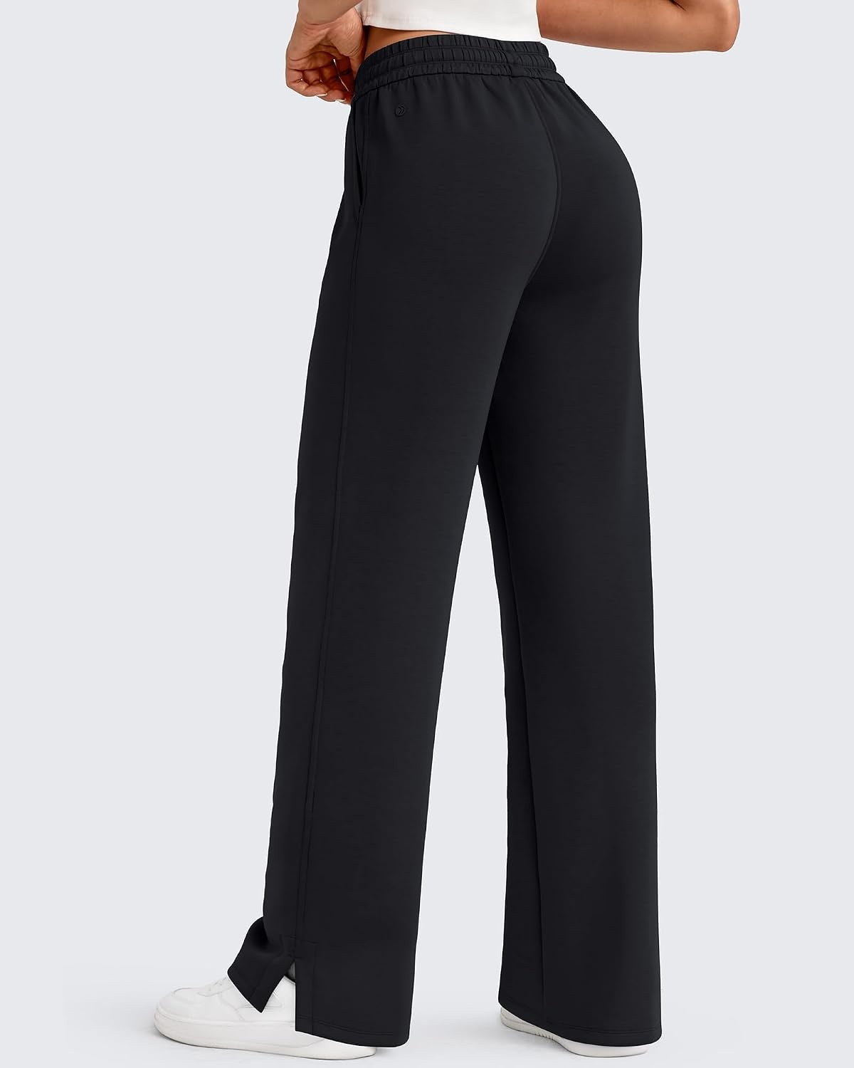 image:imageG4Free Smoofit Womens Wide Leg Sweatpants Drawstring Side SlitBlack