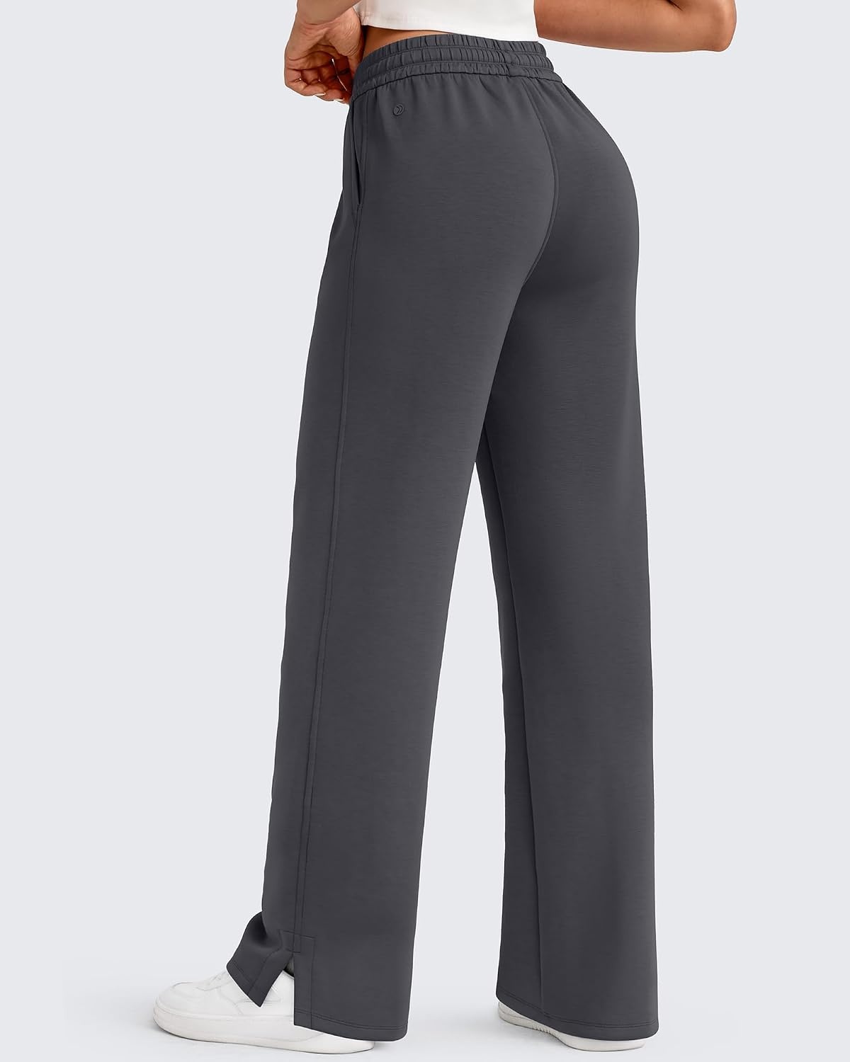image:imageG4Free Smoofit Womens Wide Leg Sweatpants Drawstring Side SlitDark Gray
