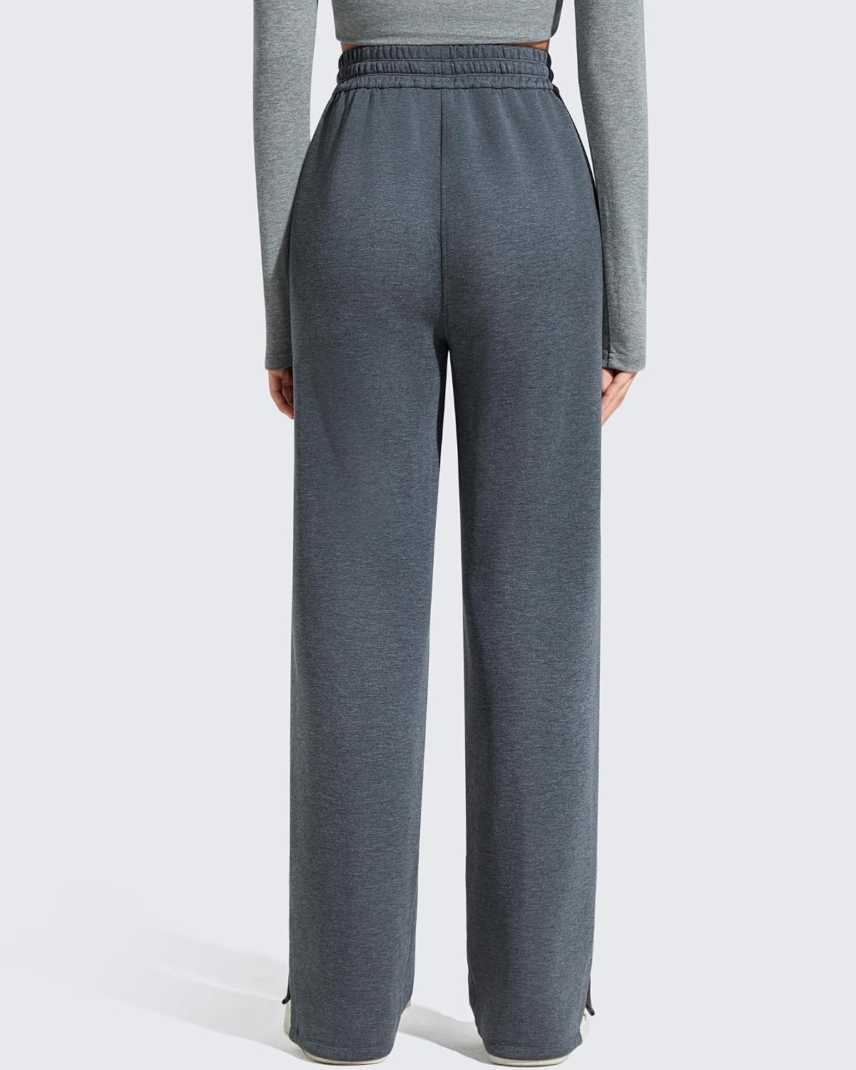 image:imageG4Free Smoofit Womens Wide Leg Sweatpants Drawstring Side SlitDark Heather