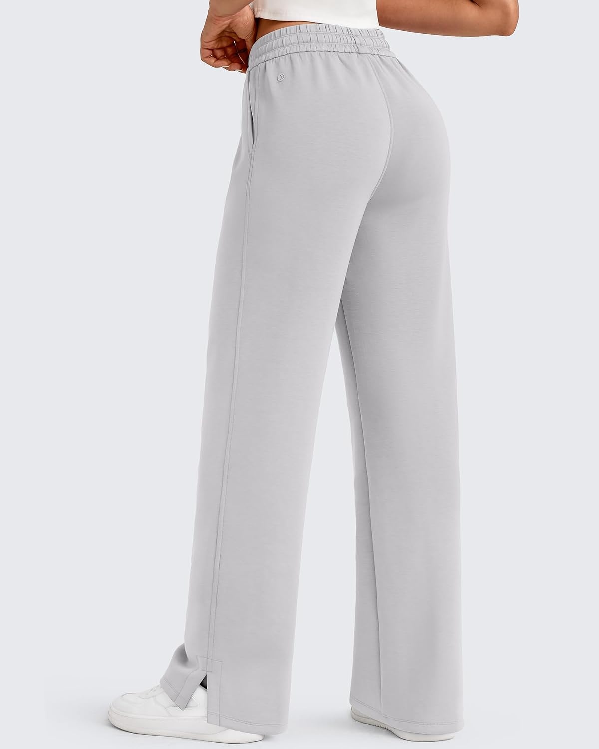 image:imageG4Free Smoofit Womens Wide Leg Sweatpants Drawstring Side SlitLight Gray