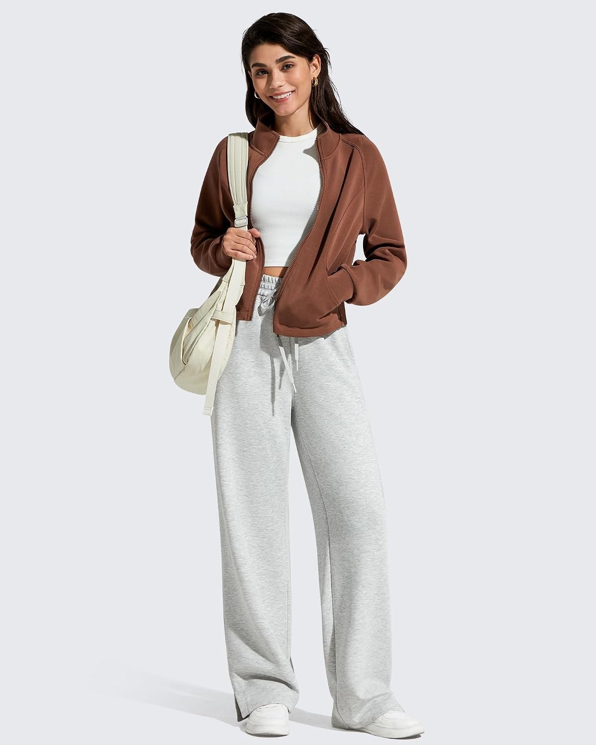 image:imageG4Free Smoofit Womens Wide Leg Sweatpants Drawstring Side SlitMedium Heather