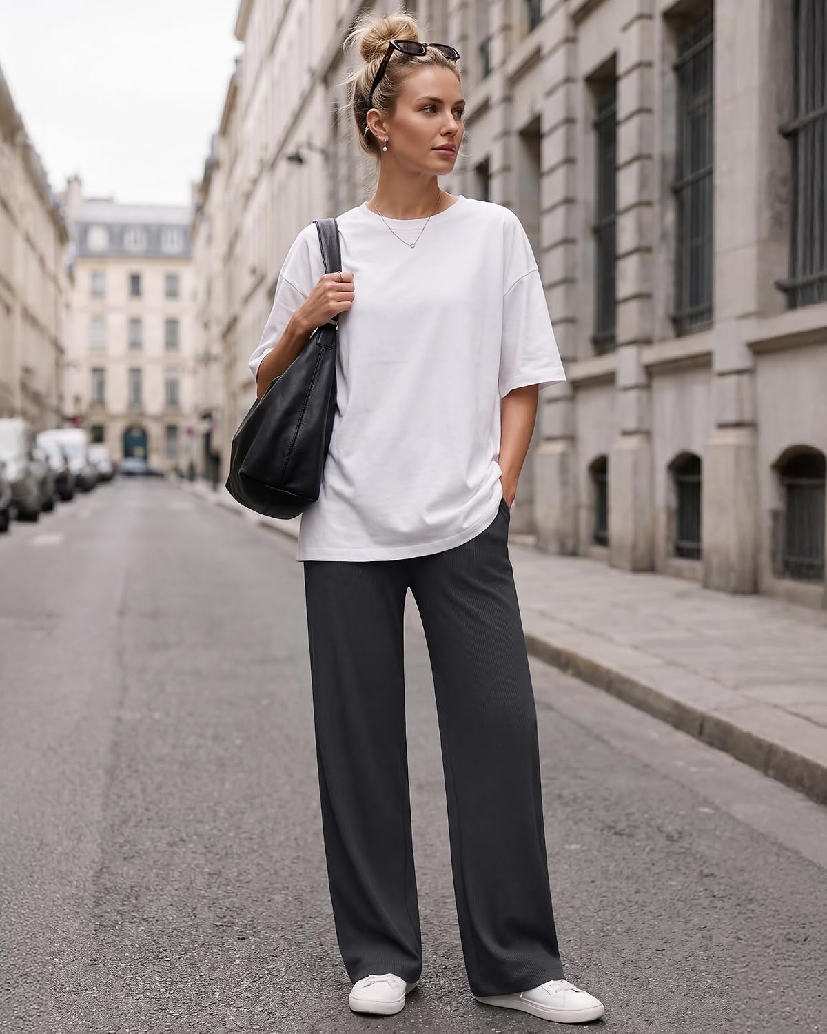 image:imageG4Free Womens Wide Leg Pants with Pockets CasualBlack