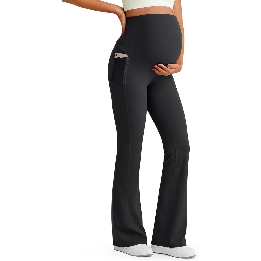 image:imageG4Free BareFeel Maternity Flare Leggings Pregnancy Dress Pants for WorkBlack