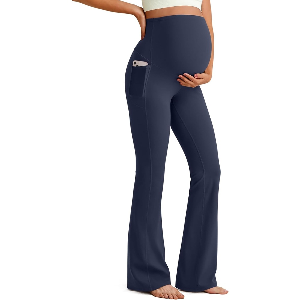 image:imageG4Free BareFeel Maternity Flare Leggings Pregnancy Dress Pants for WorkDark Blue