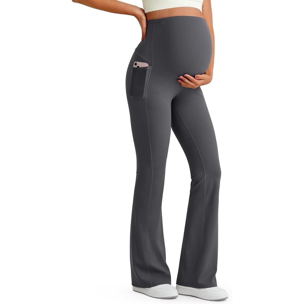 image:imageG4Free BareFeel Maternity Flare Leggings Pregnancy Dress Pants for WorkDark Gray