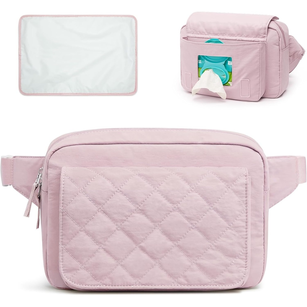 image:imageG4Free Small Diaper Bag Mini Sling Diaper Bag with Portable Changing PadPink