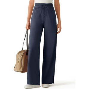 G4Free Chillwhisp Drawstring Wide Leg Pants Women Lightweight Flowy Summer(Dark Blue)