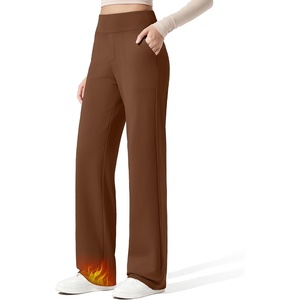 G4Free EverGoing Fleece Lined Wide Leg Pants for Women Dressy Work Casual(Dark Coffee)
