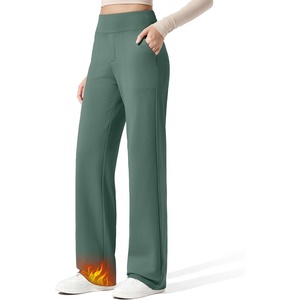 G4Free EverGoing Fleece Lined Wide Leg Pants for Women Dressy Work Casual(Dark Forest Green)