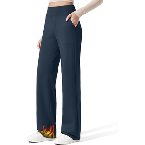 G4Free EverGoing Fleece Lined Wide Leg Pants for Women Dressy Work Casual(Deep Navy)