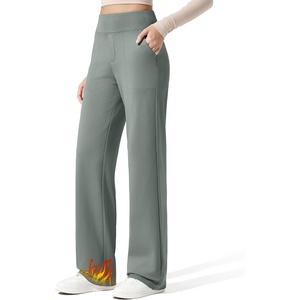 G4Free EverGoing Fleece Lined Wide Leg Pants for Women Dressy Work Casual(Gray Sage)