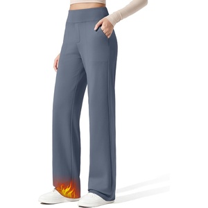 G4Free EverGoing Fleece Lined Wide Leg Pants for Women Dressy Work Casual(Slate Gray)