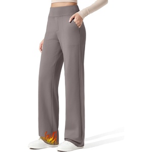 G4Free EverGoing Fleece Lined Wide Leg Pants for Women Dressy Work Casual(Taupe)