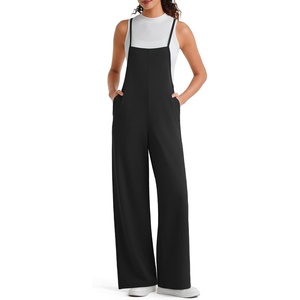 G4Free EverGoing Sleeveless Jumpsuit for Women Wide Leg Pants – Casual Overalls Adjustable Straps Rompers with Pockets(Black)
