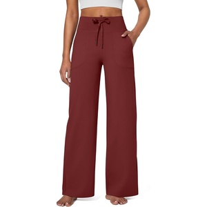 G4Free EverGoing Wide Leg Yoga Pants for Women Sweatpants with Pockets(Dark Burgundy)