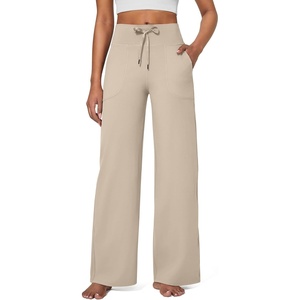 G4Free EverGoing Wide Leg Yoga Pants for Women Sweatpants with Pockets(Khaki)