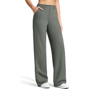 G4Free EverGoing Women’s Wide Leg Dress Pants with Pockets Belt Loops(Gray Sage)