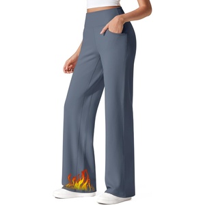 G4Free Fleece Lined Pants Women Wide Leg Yoga Trousers with Pockets Winter(Slate Gray)