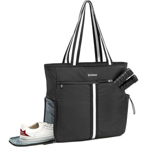 G4Free Pickleball Tote Bag for Women Men, External Gym Bag, Fits 2 Paddles(Black)