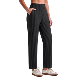 G4Free ShiftReady Women’s Ankle Dress Yoga Pants Work Casual Travel Trouser(Black Pinstripe)