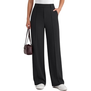 G4Free ShiftReady Womens Wide Leg Pants with Pockets for Work Dressy Casual(Black)