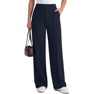 G4Free ShiftReady Womens Wide Leg Pants with Pockets for Work Dressy Casual(Dark Navy)