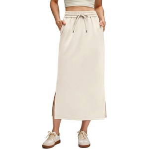 G4Free Smoofit Maxi Skirt Women Modal Soft Drawstring Skirts with 2 Pockets(Ivory)