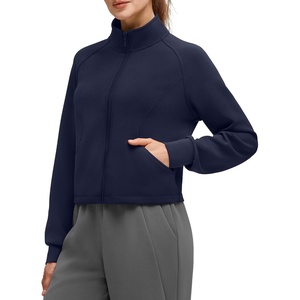 G4Free Smoofit Women’s Zip Jackets Mock Neck Sweatshirts Tops with Pockets(Dark Blue)