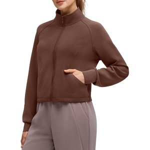 G4Free Smoofit Women’s Zip Jackets Mock Neck Sweatshirts Tops with Pockets(Dark Coffee)