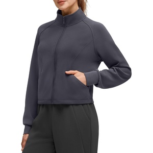 G4Free Smoofit Women’s Zip Jackets Mock Neck Sweatshirts Tops with Pockets(Dark Grey)