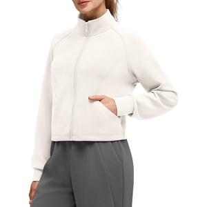 G4Free Smoofit Women’s Zip Jackets Mock Neck Sweatshirts Tops with Pockets(Ivory)