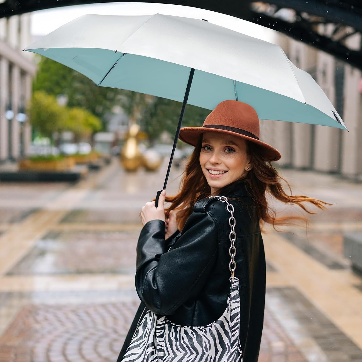 image:imageG4Free 40 Inch UV Protection Travel Compact Mini Sun UmbrellaLake Blue