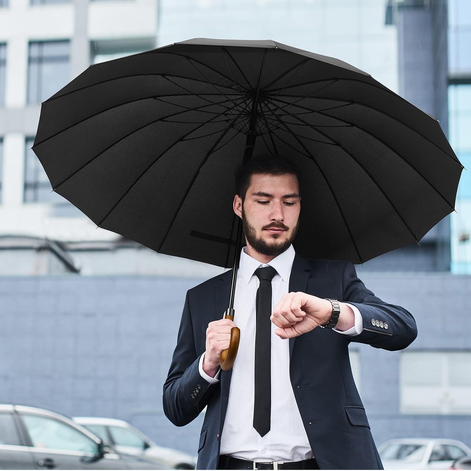 image:imageG4Free 54 Inch Large Umbrella for Rain Auto Open Golf Umbrella for 2 PeopleBlack