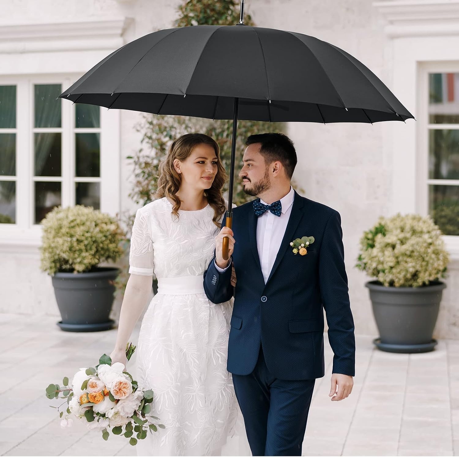 image:imageG4Free 54 Inch Large Umbrella for Rain Auto Open Golf Umbrella for 2 PeopleBlack