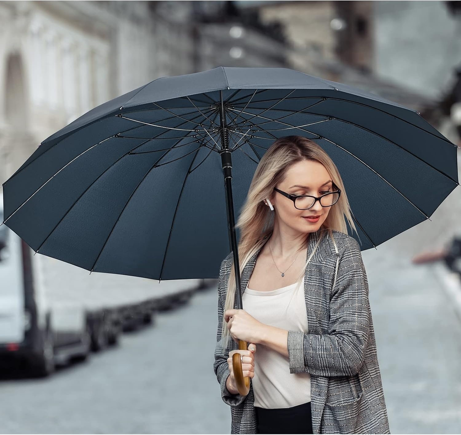 image:imageG4Free 54 Inch Large Umbrella for Rain Auto Open Golf Umbrella for 2 PeopleBlue