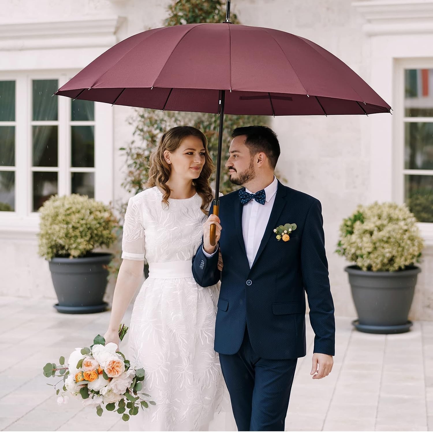 image:imageG4Free 54 Inch Large Umbrella for Rain Auto Open Golf Umbrella for 2 PeopleBurgendy