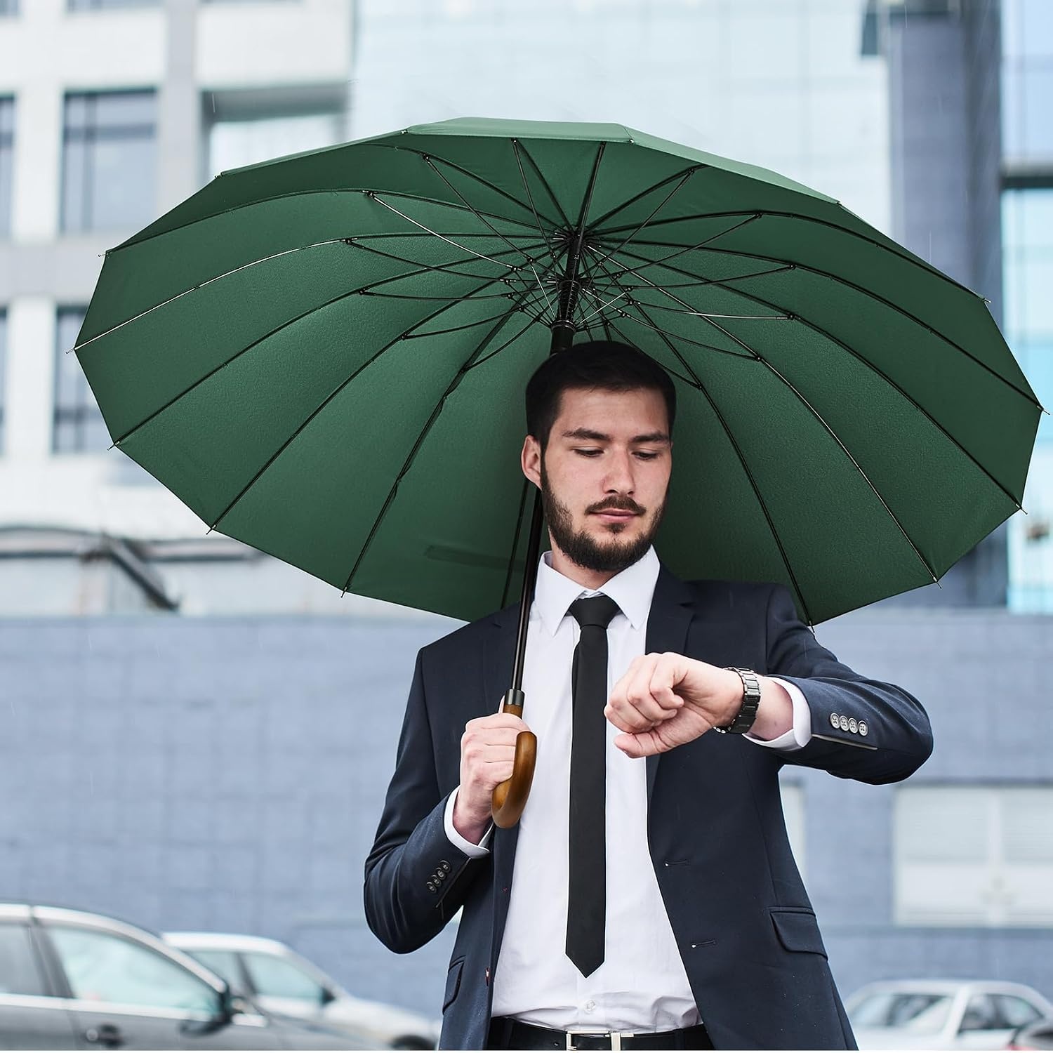 image:imageG4Free 54 Inch Large Umbrella for Rain Auto Open Golf Umbrella for 2 PeopleDark Green