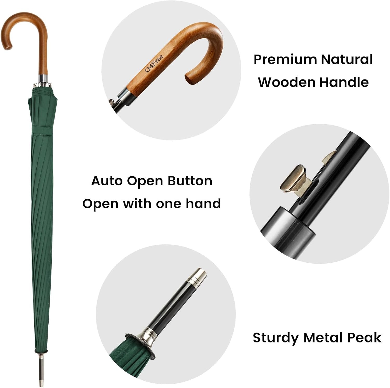 image:imageG4Free 54 Inch Large Umbrella for Rain Auto Open Golf Umbrella for 2 PeopleDark Green