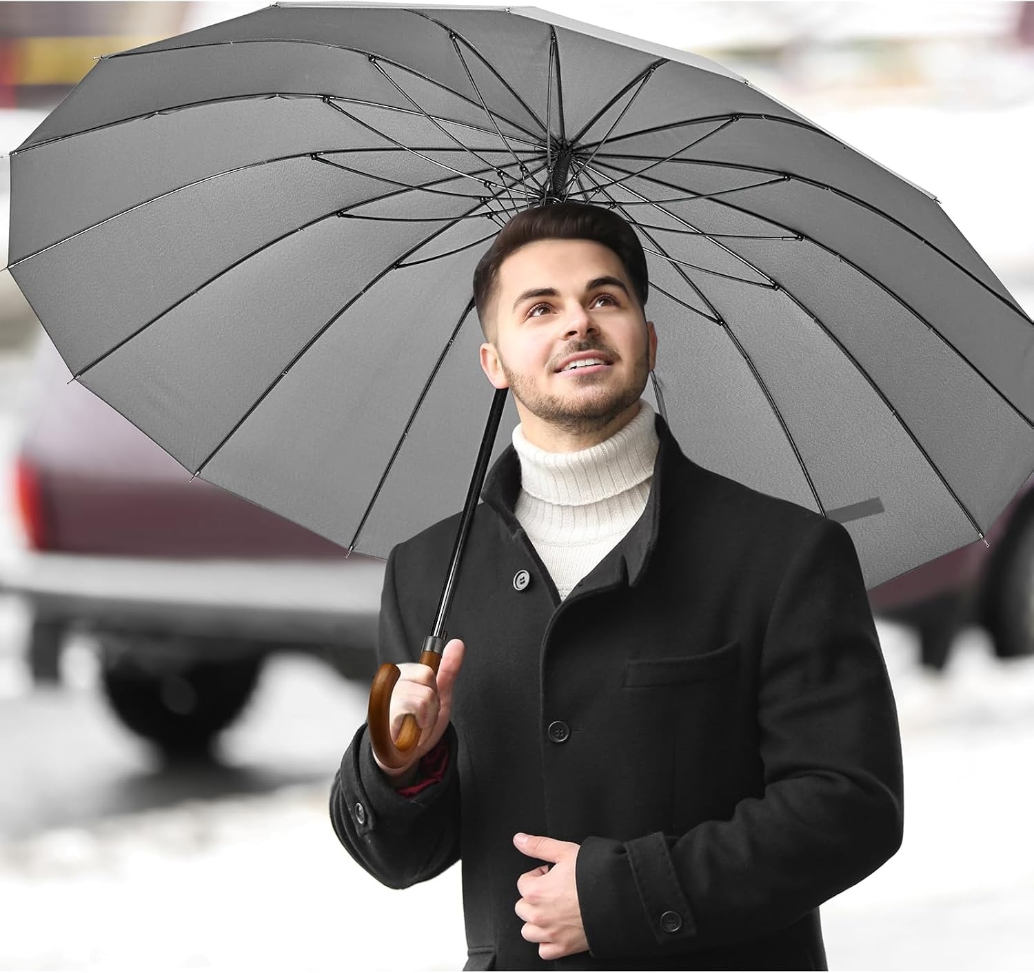 image:imageG4Free 54 Inch Large Umbrella for Rain Auto Open Golf Umbrella for 2 PeopleGrey