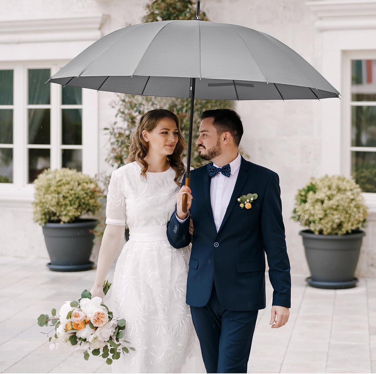 image:imageG4Free 54 Inch Large Umbrella for Rain Auto Open Golf Umbrella for 2 PeopleGrey
