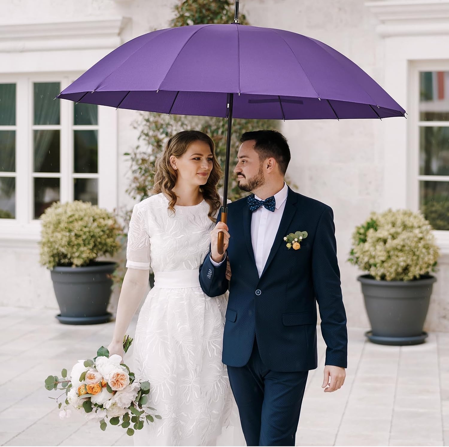 image:imageG4Free 54 Inch Large Umbrella for Rain Auto Open Golf Umbrella for 2 PeoplePurple
