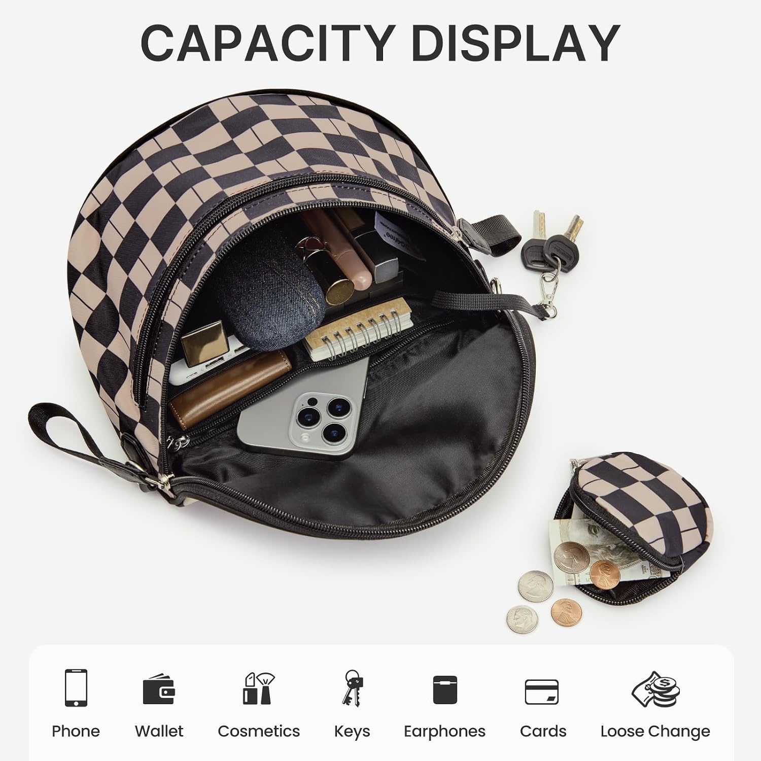 image:imageG4Free Checkered Crossbody Bum Bag for Women Brown CheckeredMixblack