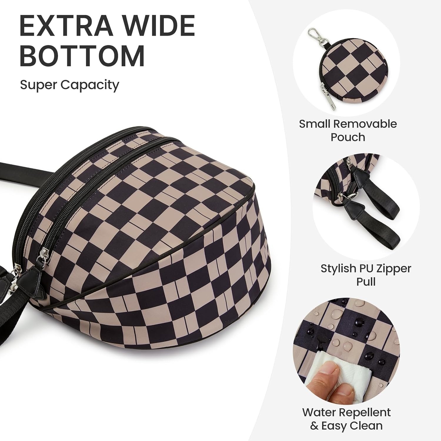 image:imageG4Free Checkered Crossbody Bum Bag for Women Brown CheckeredMixblack