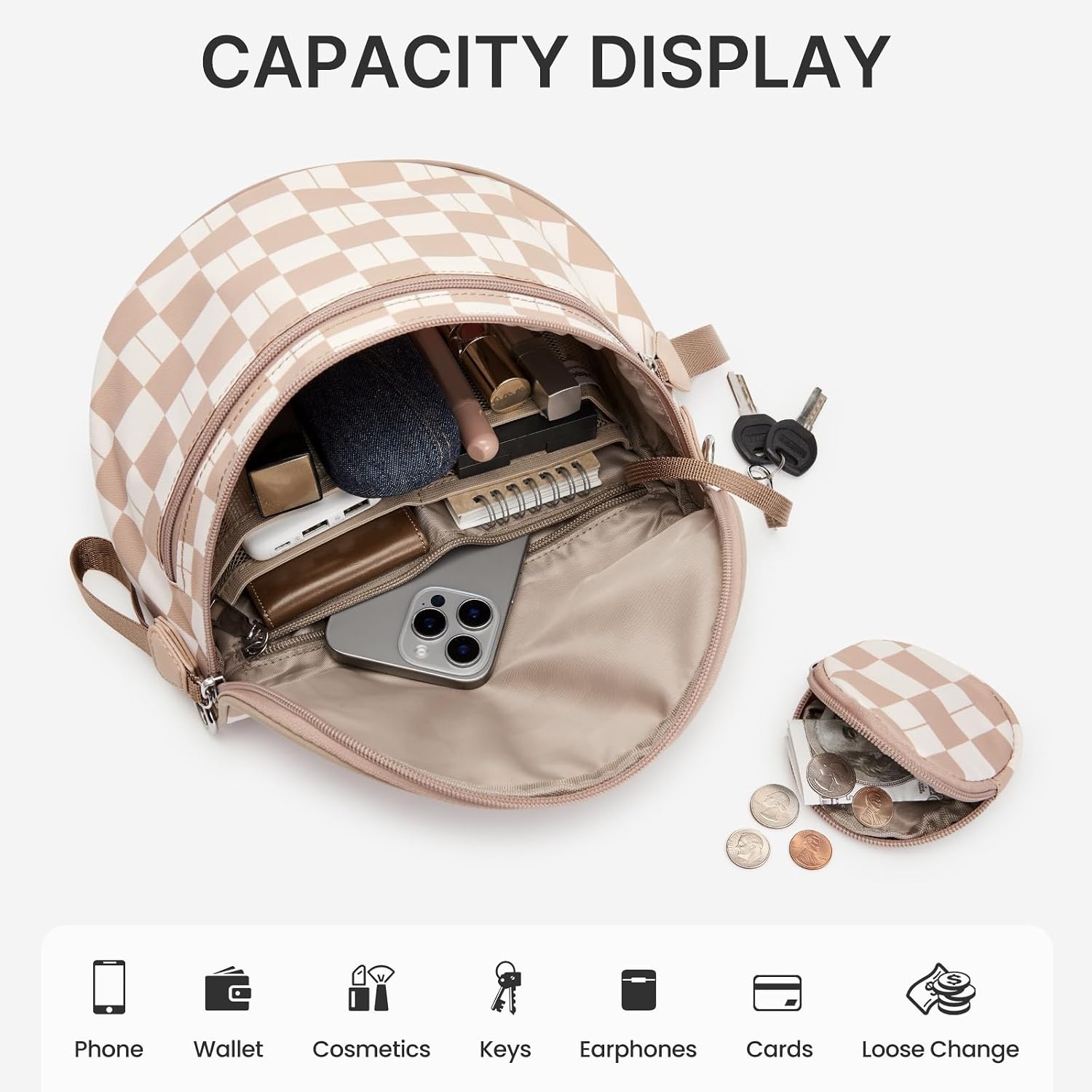 image:imageG4Free Checkered Crossbody Bum Bag for Women Brown Checkeredbrown