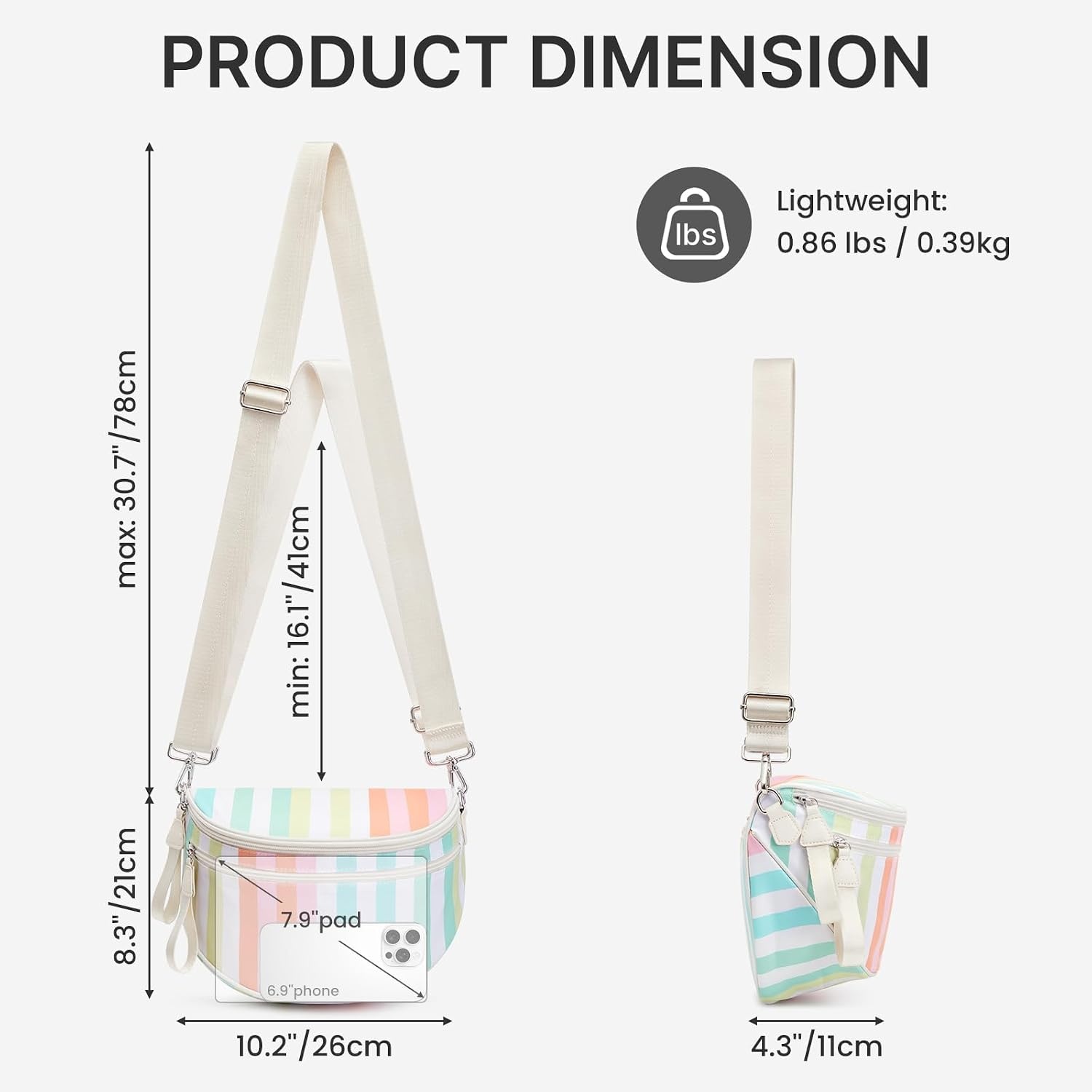 image:imageG4Free Checkered Crossbody Bum Bag for Women Brown Checkeredrainbow