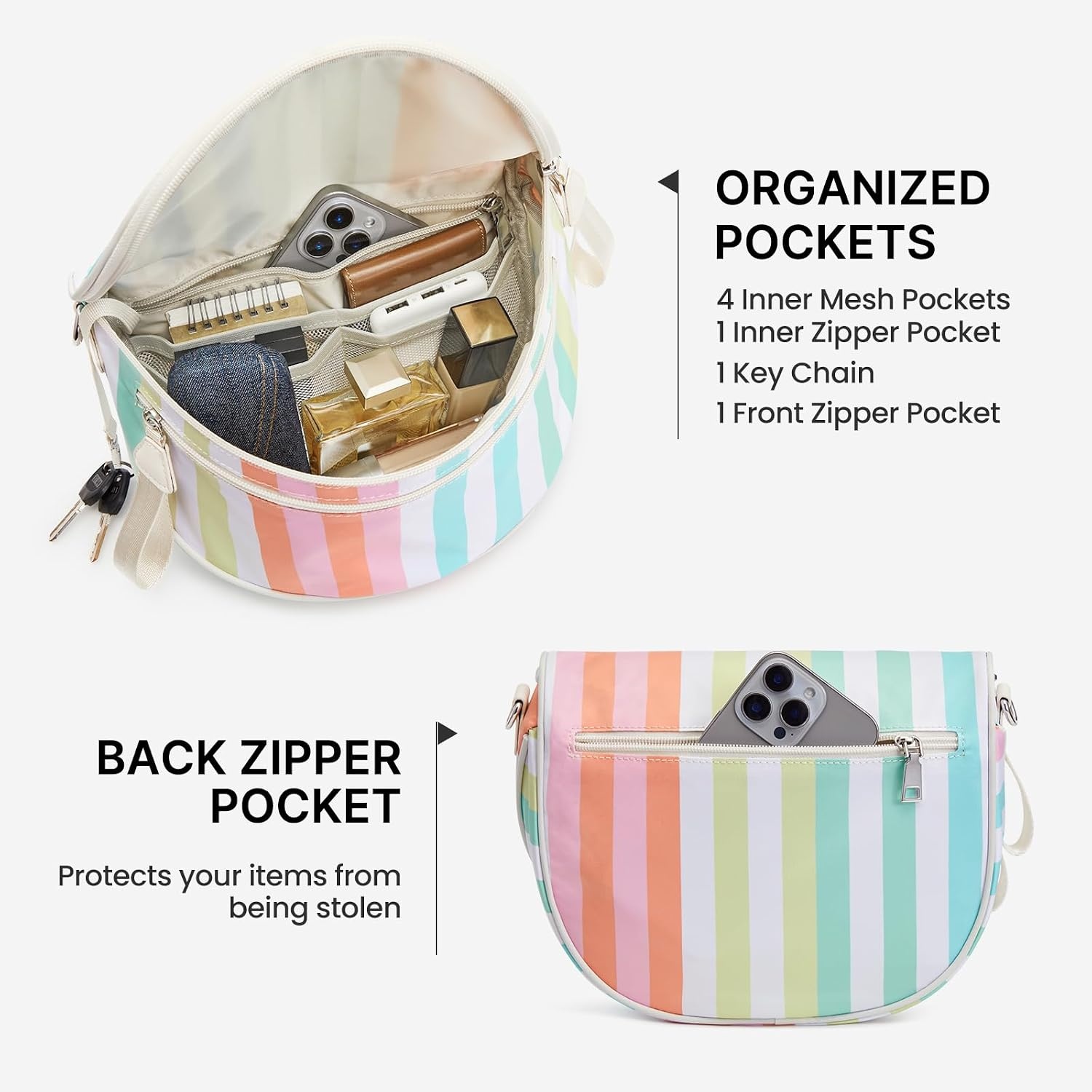 image:imageG4Free Checkered Crossbody Bum Bag for Women Brown Checkeredrainbow